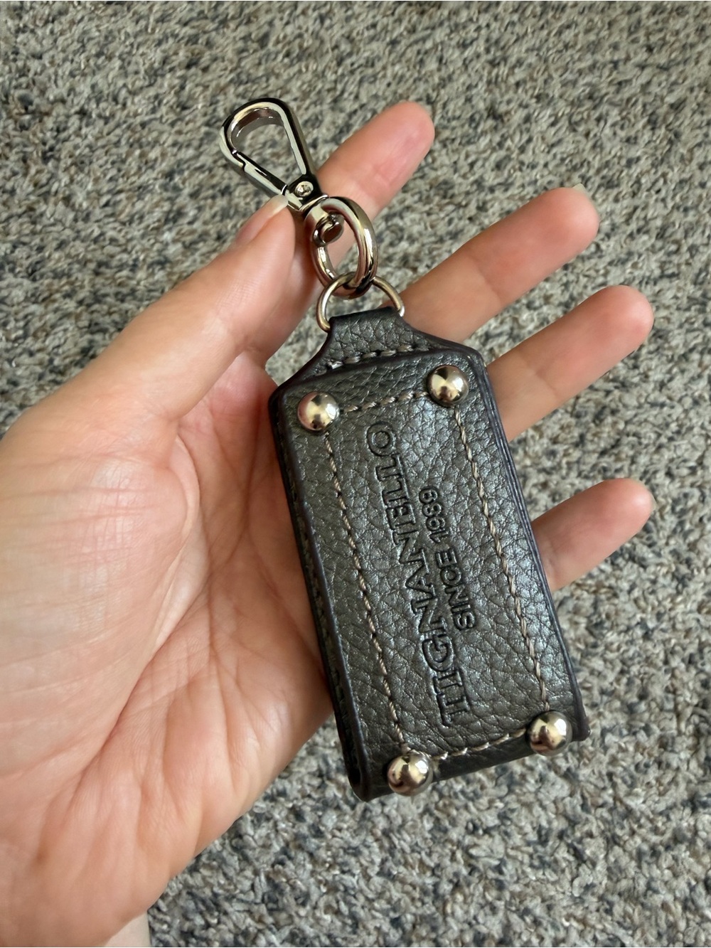 Tignanello Dark Brown Pebbled Leather Key Holder with Silver Hardware